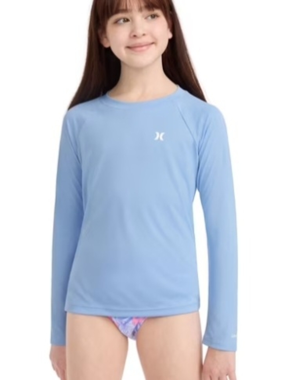 Hurley Girls Long Sleeve Athletic Performance Shirt Blue Purple Youth- A03